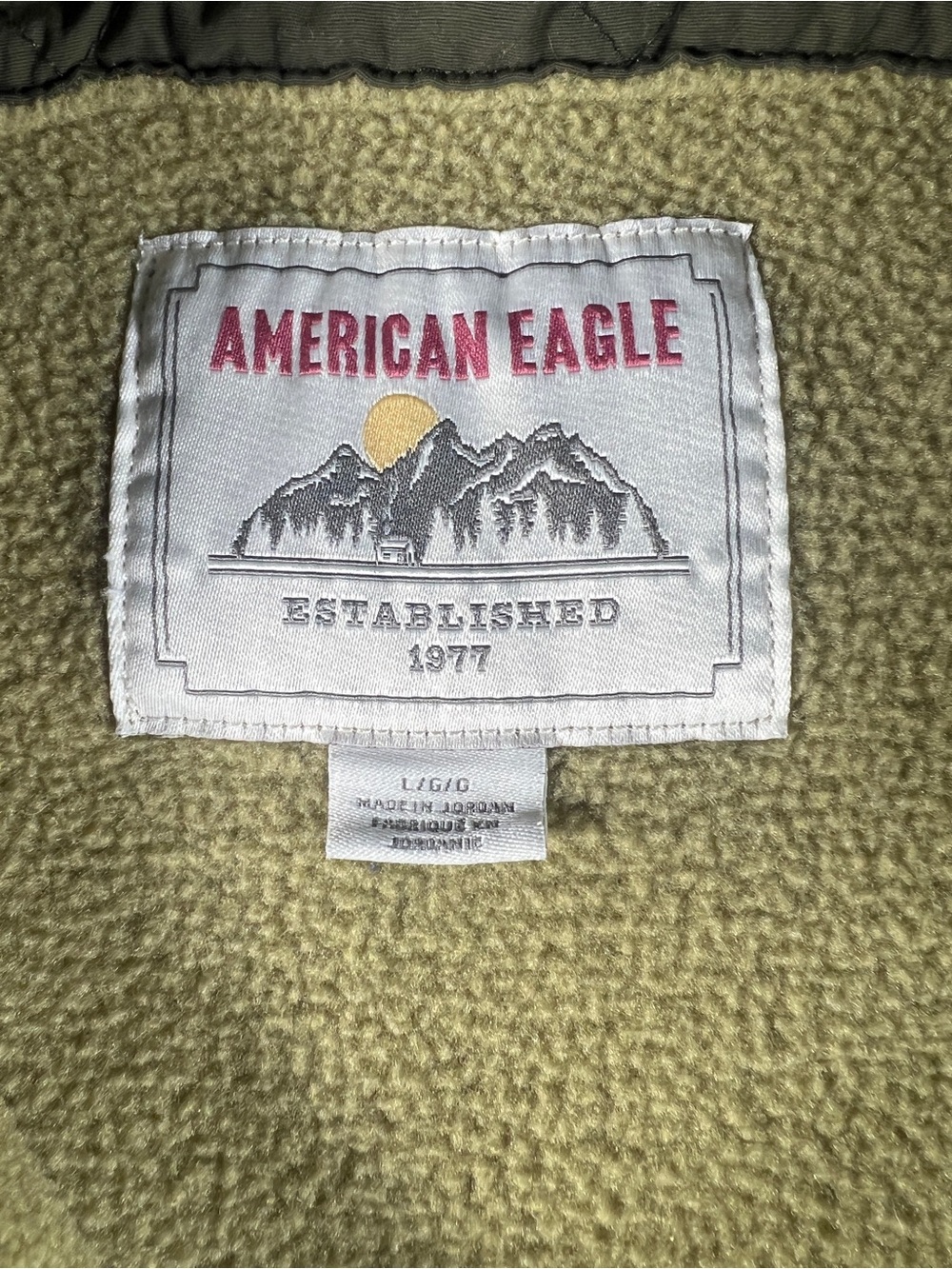 American Eagle Heavyweight Fleece Shacket Snap Jacket Khaki Olive Men’s Large - Picture 2 of 9